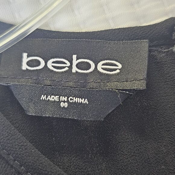 BEBE Black Tiered Dress Size 00 Halter Neck Chiffon Lined Cocktails Dinner Party - Picture 5 of 14